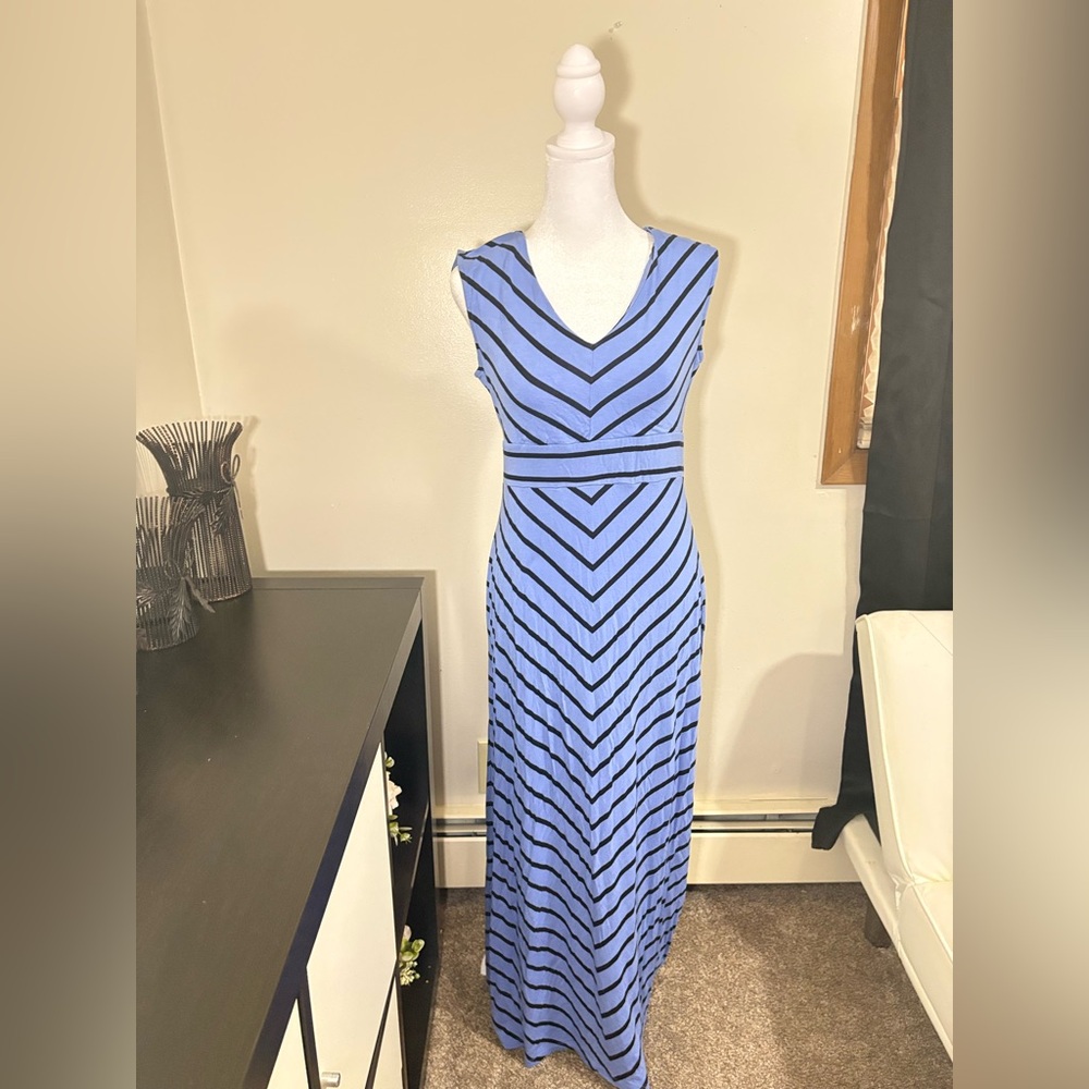 Apt. 9 Light Blue and Black Striped Maxi Dress